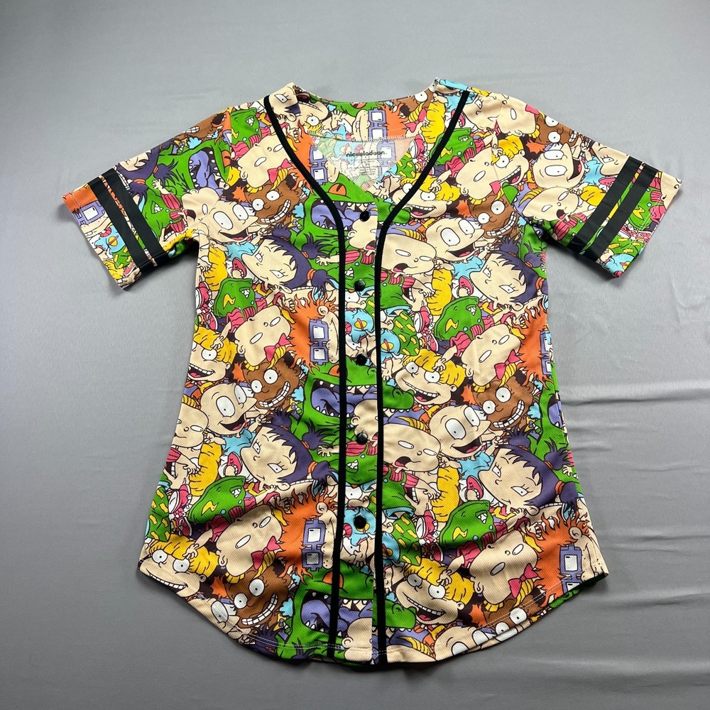 Nickelodeon Jersey Kids XL Multicolor Rugrats Graphics Short Sleeve Button Front